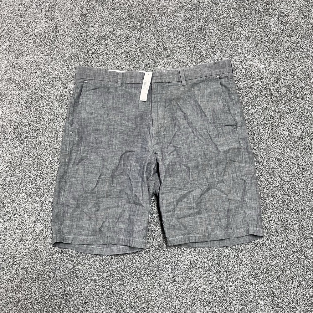 J.Crew Club Linen Blend Shorts Gray Flat Front Chino Mens 36 NWT A0873